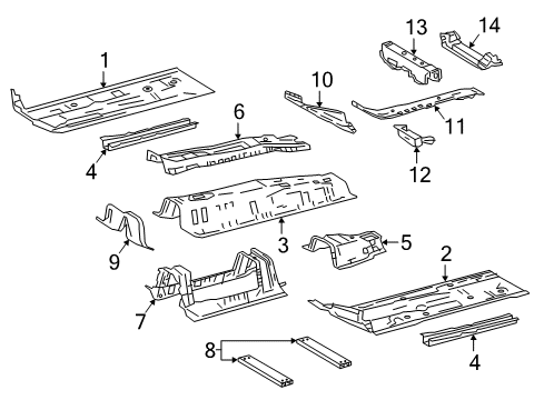 2021 Toyota Prius AWD-e Floor & Rails Diagram