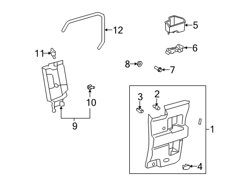 2013 Toyota FJ Cruiser Interior Trim - Rear Door Diagram