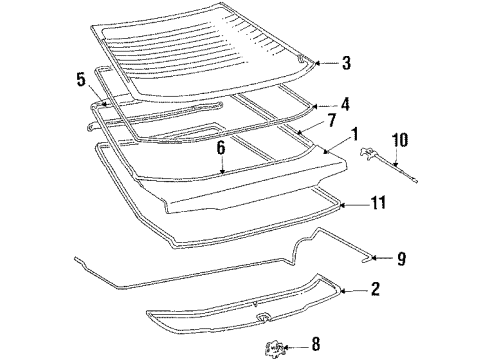 1988 Toyota Celica Lift Gate & Hardware, Glass, Exterior Trim Diagram