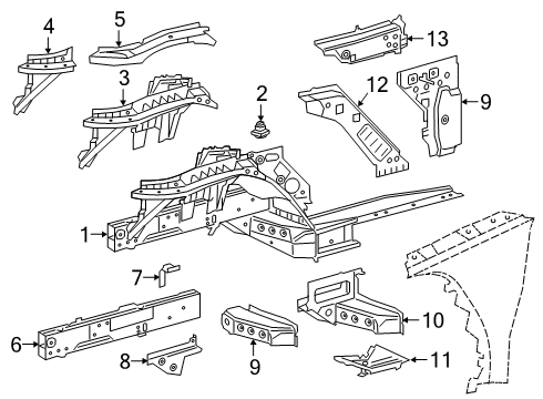 2024 Toyota GR Supra Structural Components & Rails Diagram