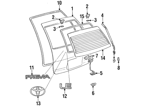 1991 Toyota Previa Control Assembly Diagram for 69690-95D02