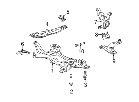 2012 Toyota Matrix Front Suspension Components, Lower Control Arm, Stabilizer Bar Diagram