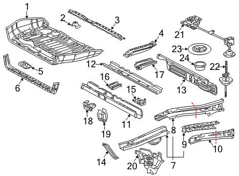 2004 Toyota Sienna Rear Body - Floor & Rails Diagram