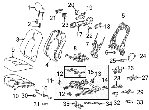 2018 Toyota Camry Passenger Seat Components Diagram