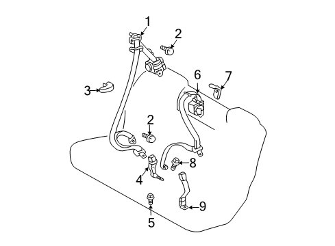 2007 Toyota Highlander Second Row Seat Belts Diagram 1 - Thumbnail