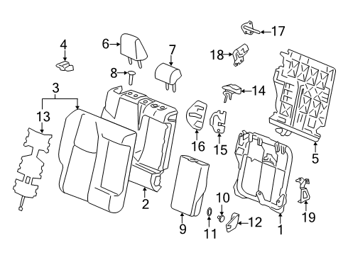 2023 Toyota RAV4 Prime Rear Seat Components Diagram