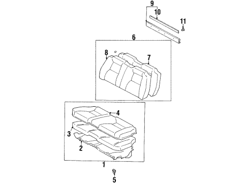 1998 Toyota Celica Rear Seat Components Diagram