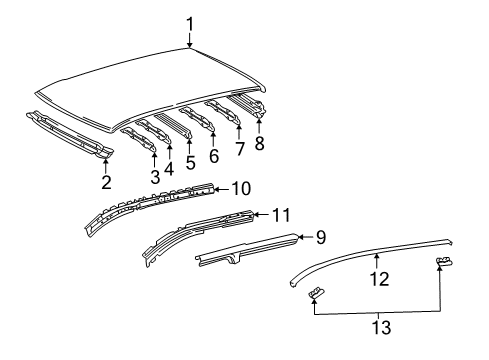 2004 Toyota Matrix Roof & Components, Exterior Trim Diagram
