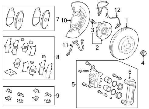 2024 Toyota Grand Highlander Front Brakes Diagram
