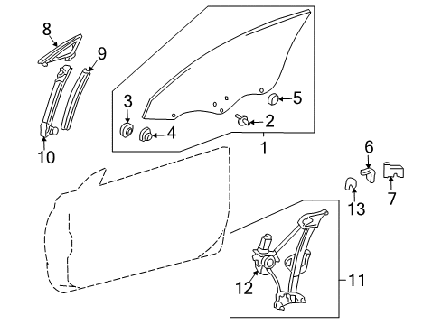 2004 Toyota Solara Glass - Door Diagram