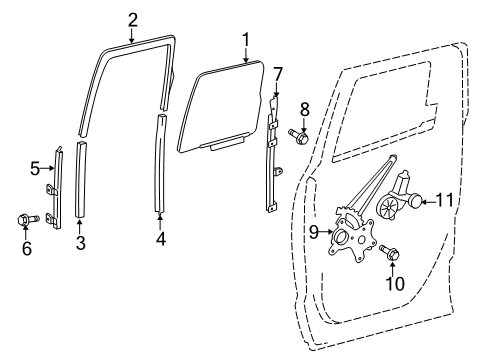 2018 Toyota Tundra Rear Door - Glass & Hardware Diagram