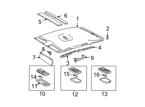 2004 Toyota Matrix Interior Trim - Roof Diagram