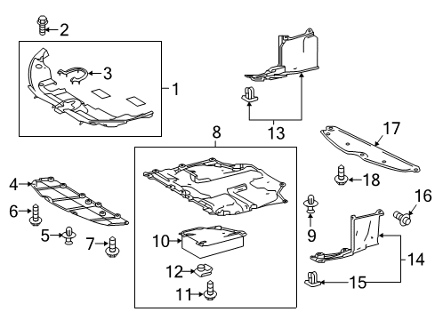 2021 Toyota Prius AWD-e Splash Shields Diagram