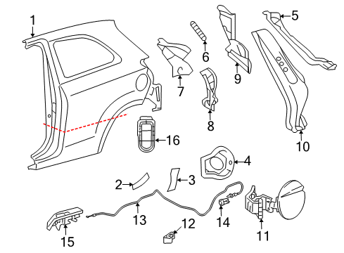 2014 Toyota Yaris Quarter Panel & Components Diagram 1 - Thumbnail