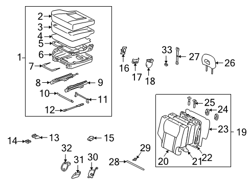 2004 Toyota RAV4 Rear Seat Components Diagram