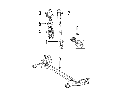 2004 Toyota Matrix Rear Axle, Stabilizer Bar, Suspension Components Diagram