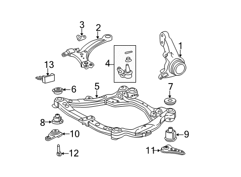 2005 Toyota Avalon Front Suspension Components, Lower Control Arm, Stabilizer Bar Diagram