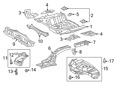 2018 Toyota Corolla iM Rear Body - Floor & Rails Diagram