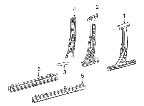 2023 Toyota RAV4 Prime Center Pillar & Rocker Diagram