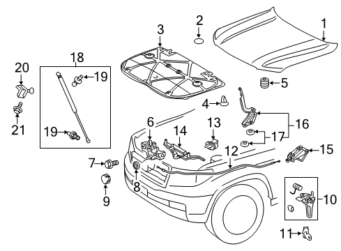 2017 Toyota Land Cruiser Hood & Components Diagram