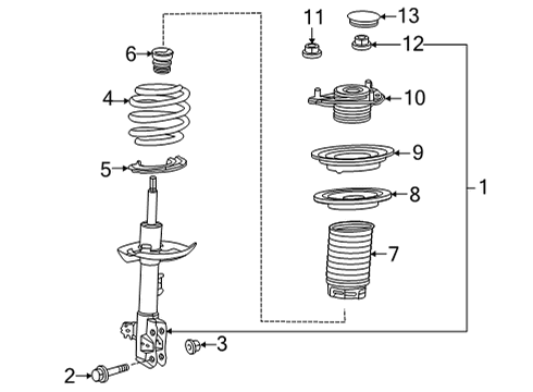 Insulator, Front Coil Spring, Upper Passenger Side Diagram for 48157-33090