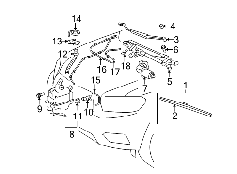 2012 Toyota Highlander Windshield - Wiper & Washer Components Diagram