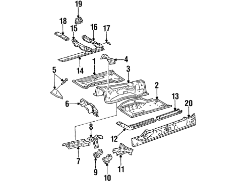 1997 Toyota Supra Pillars, Rocker & Floor - Floor & Rails Diagram