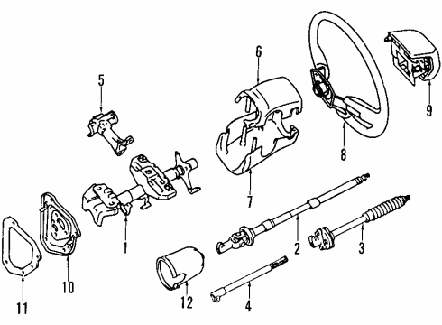 1998 Toyota T100 Steering Column, Steering Wheel Diagram