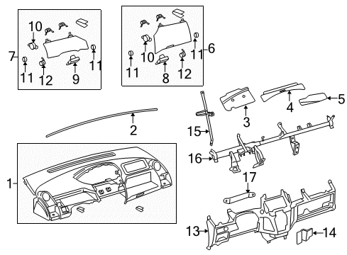 2009 Toyota Yaris Cluster & Switches, Instrument Panel Diagram