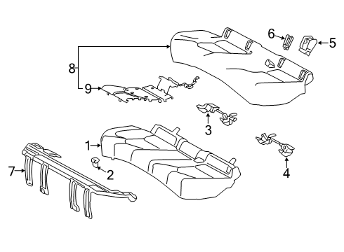 2020 Toyota Avalon Rear Seat Components Diagram