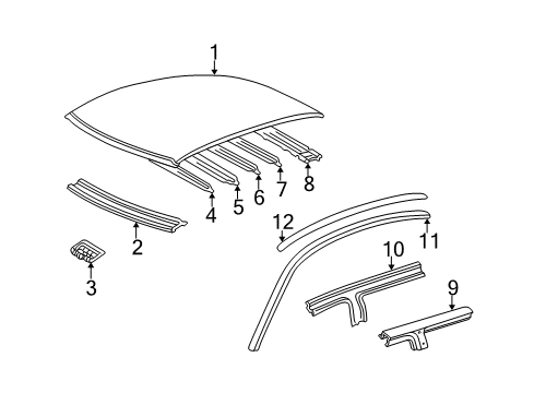 2004 Toyota Avalon Roof & Components, Exterior Trim Diagram