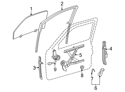 2014 Toyota Tacoma Front Door - Glass & Hardware Diagram