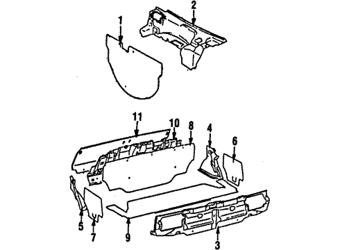 1987 Toyota MR2 Kick Panel, Black, Passenger Side Diagram for 62211-17021-11