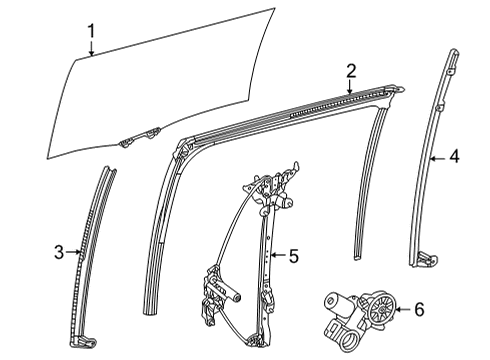 2022 Toyota Sienna Front Door Glass & Hardware Diagram