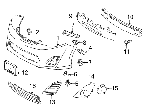 2013 Toyota Camry Front Bumper Diagram