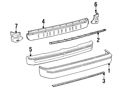 1987 Toyota MR2 Bumper Cover, Rear Driver Side Diagram for 52159-17900