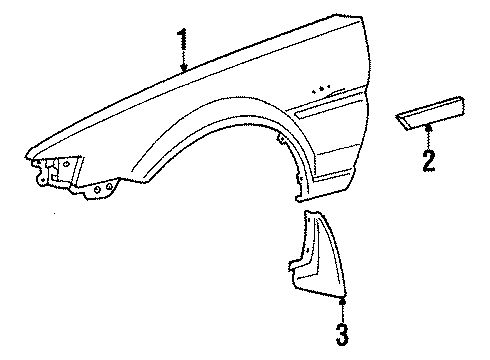 1987 Toyota Corolla Fender, Front Passenger Side Diagram for 53801-1A770