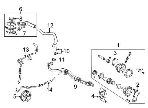 1997 Toyota Camry P/S Pump & Hoses, Steering Gear & Linkage Diagram