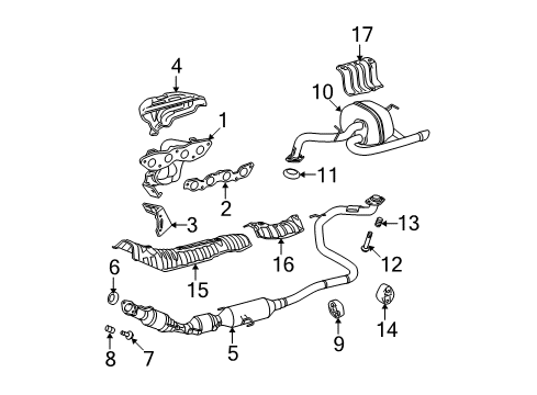 2009 Toyota Yaris Exhaust Components, Exhaust Manifold Diagram