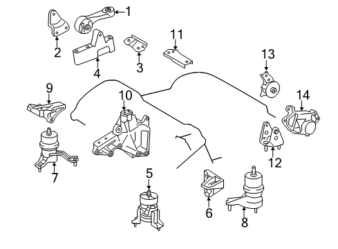 2012 Toyota Highlander Engine & Trans Mounting Diagram