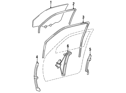 1999 Toyota Avalon Front Door - Glass & Hardware Diagram