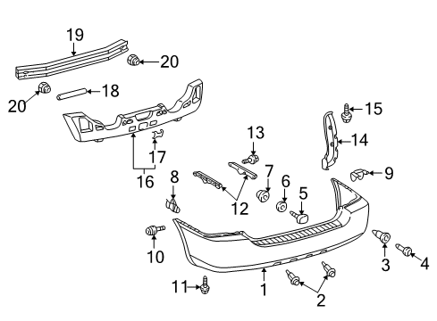 2004 Toyota Highlander Rear Bumper Diagram