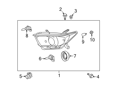 2012 Toyota Highlander Bulbs Diagram