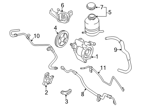 2000 Toyota RAV4 P/S Pump & Hoses, Steering Gear & Linkage Diagram