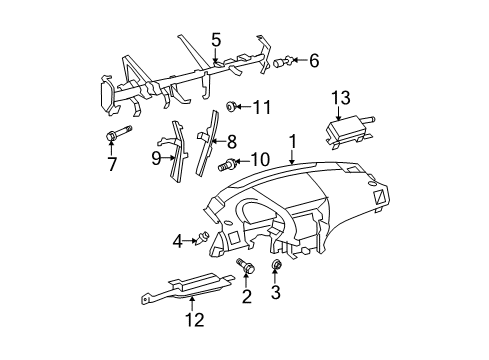 2009 Toyota Highlander Cluster & Switches, Instrument Panel Diagram 2 - Thumbnail