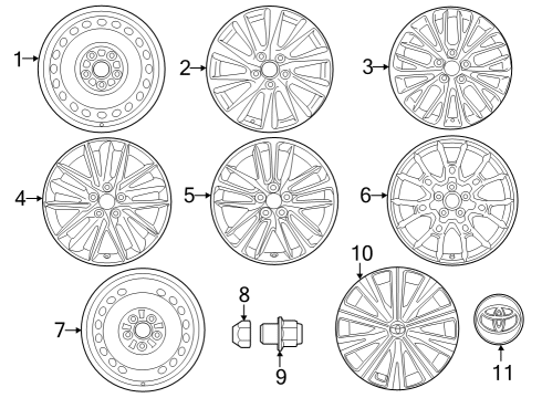 2022 Toyota Camry Wheels, Covers & Trim Diagram