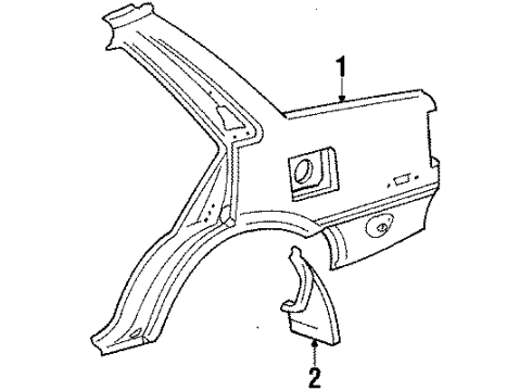 1987 Toyota Corolla Mud Guard, Rear Passenger Side Diagram for 76625-19045