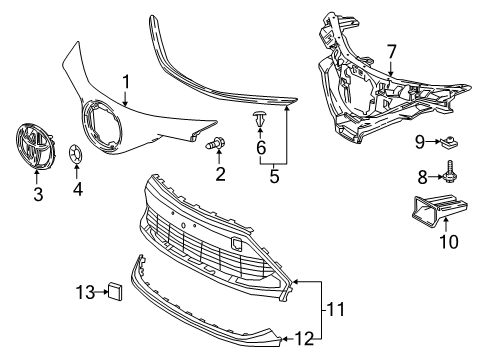 2022 Toyota C-HR Grille & Components Diagram