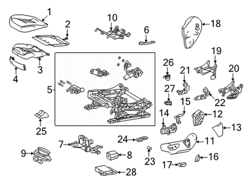 2022 Toyota Mirai Driver Seat Components Diagram