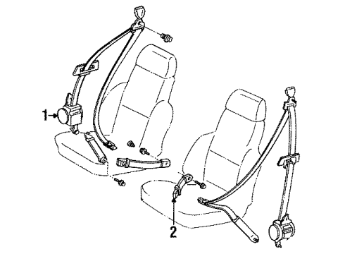 1988 Toyota Corolla Retractor, Blue, Passenger Side Diagram for 73210-02010-R1